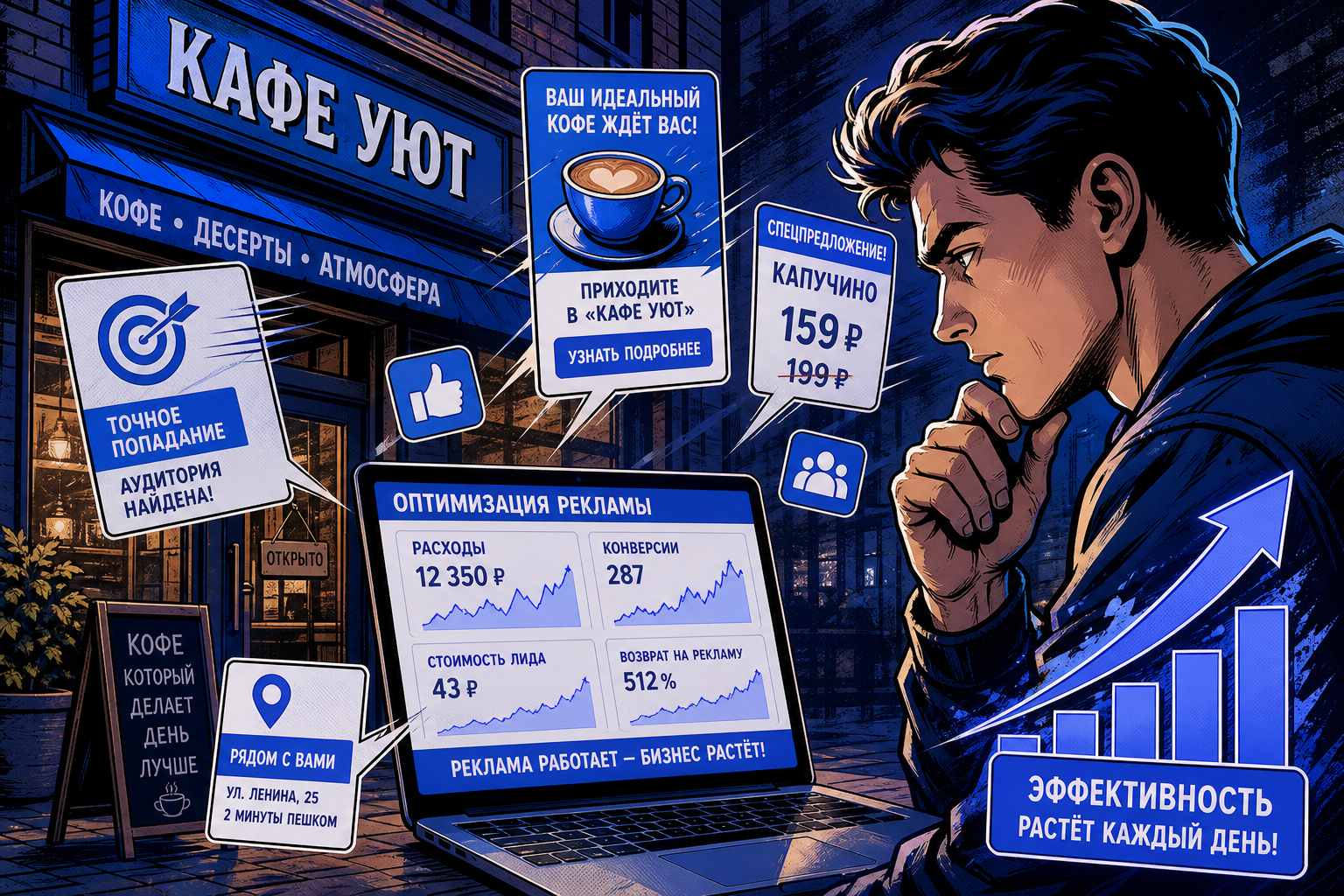 Как снизить стоимость клика и поднять окупаемость рекламы для кафе: пошаговый план с ИИ-оптимизацией